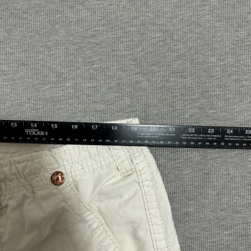 Y2K True Religion Cargo Shorts Mens Size 38 White Contrast Stitch Buddha Logos